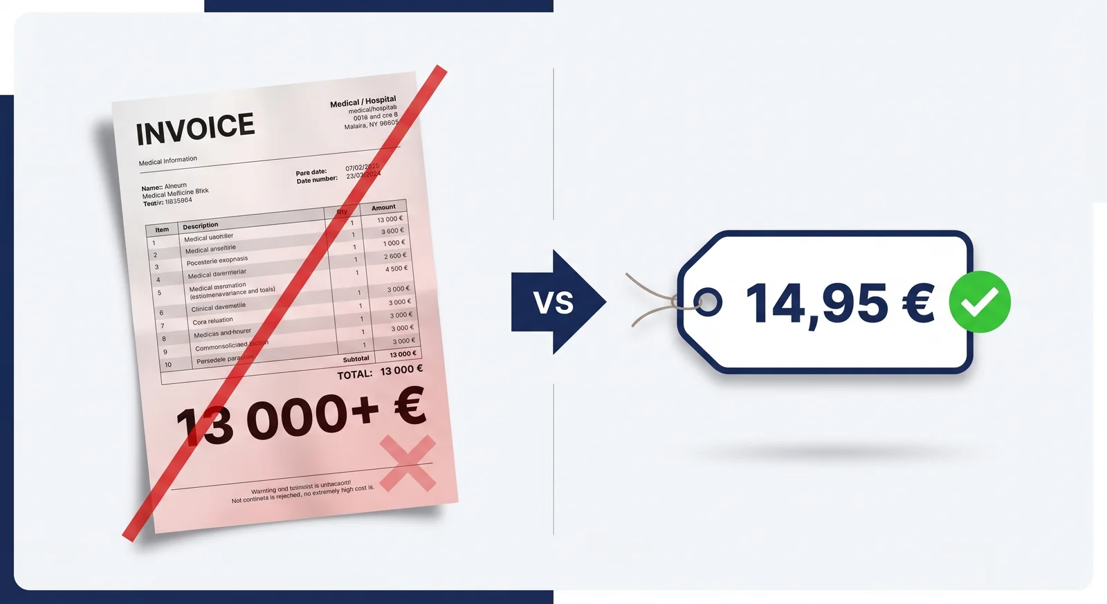 Сметка за лечение над 13 000 € срещу етикет 14,95 €