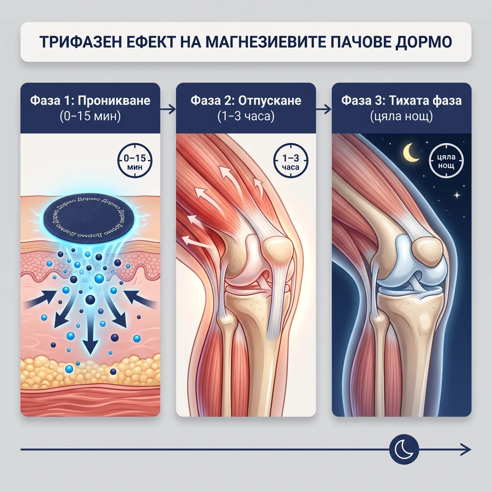Трифазен ефект на магнезиевите пачове Дормо